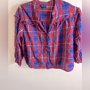 Madewell Plaid Long Sleeve Top